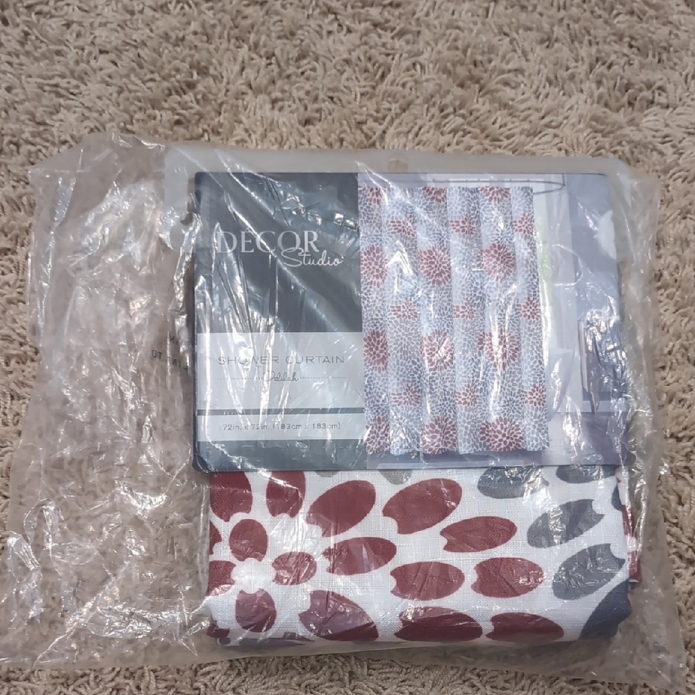 Studio Decor Shower Curtain Red and Gray